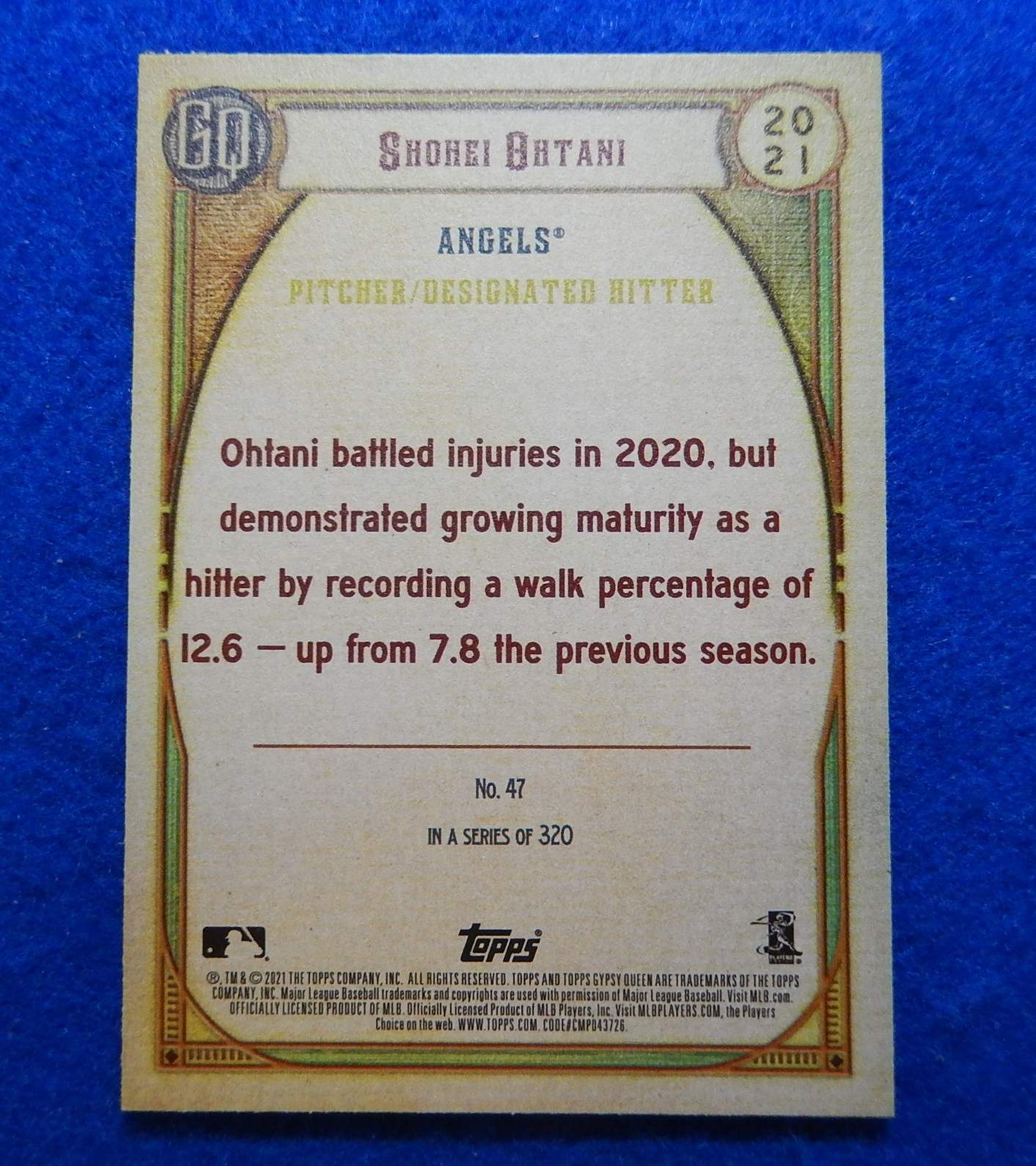 Shohei Ohtani Topps Gypsy Queen Los Angeles Angels Baseball Card