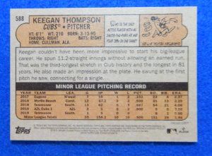 Keegan Thompson Topps Heritage Rookie Baseball Card