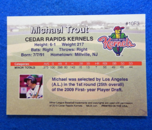 Mike Trout Cedar Rapids Minor League Rookie Card