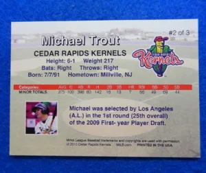 Mike Trout Cedar Rapids Minor League Rookie Card Mike Trout Cedar Rapids Minor League Rookie Card