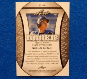 Shohei Ohtani Leaf Rookie Baseball Card Shohei Ohtani Leaf Rookie Baseball Card