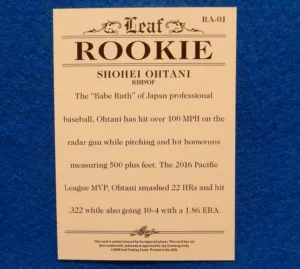 Shohei Ohtani Leaf Rookie Baseball Card Shohei Ohtani Leaf Rookie Baseball Card
