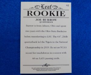 Joe Burrow Leaf Exclusive Rookie Card #02