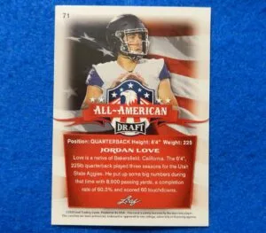 Jordan Love LEAF DRAFT All American Rookie Card