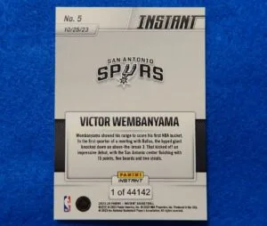Victor Wembanyama Panini Instant Rookie Basketball Card Victor Wembanyama Panini Instant Rookie Basketball Card