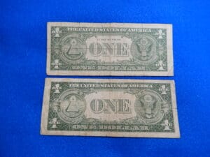 2 Blue Seal Silver Certificate $1 Notes 2 Blue Seal Silver Certificate $1 Notes