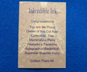 Stephen Curry Inkredible Ink Facsimile Autograph Basketball Card