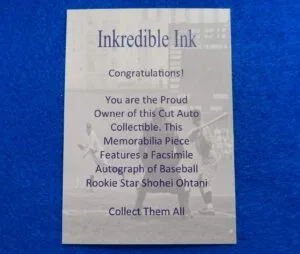 SHOHEI OHTANI Inkredible Ink Rookie Card with Fascimile Autograph SHOHEI OHTANI Inkredible Ink Rookie Card with Fascimile Autograph