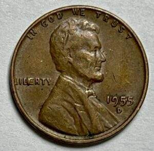 1955-D Lincoln Wheat Cent "BIE" Die Chip Error Coin