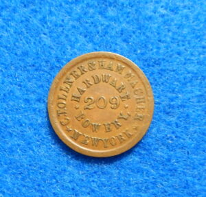 Civil War Token: TOLLNER & HAMMACHER New York