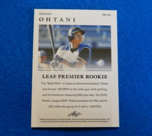 Shohei Ohtani Leaf Premier Rookie Baseball Card PR-04