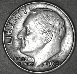 Error Dime: 1962D/D SILVER Roosevelt RPM Repunched Mint Mark
