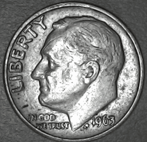 Error Dime: 1963D/D SILVER Roosevelt RPM Repunched Mint Mark