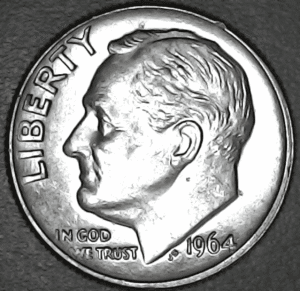 Error Dime: 1964D/D SILVER Roosevelt RPM Repunched Mint Mark