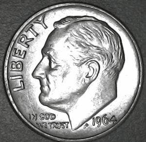Error Dime: 1964D/D SILVER Roosevelt RPM Repunched Mint Mark