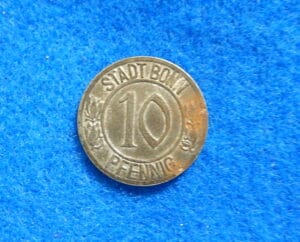 1920 NOTGELD Bonn Germany 10 Pfennig Original WWI Iron Beethoven Coin