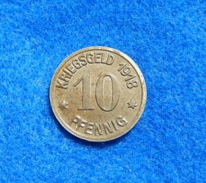 1918 NOTGELD/KRIEGSGELD Coblenz Germany 10 Pfennig Original WWI Iron Coin