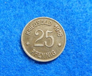 1918 NOTGELD/KRIEGSGELD Coblenz Germany 25 Pfennig Original WWI Iron Coin