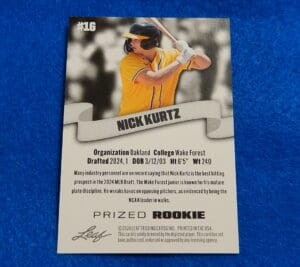 NICK KURTZ 2024 LEAF Prized Rookie Baseball Card