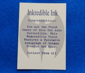 BATMAN Trading Card with Creator Bob Kane Facsimile Autograph
