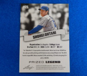 Shohei Ohtani Leaf Rookie Baseball Card SHOHEI OHTANI 2023 Leaf Prized Legend Baseball Card #21