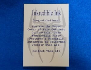 SPIDERMAN Trading Card with Creator Stan Lee Facsimile Autograph