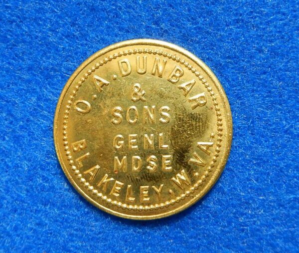 Coal Scrip token - O.A. Dunbar & Sons