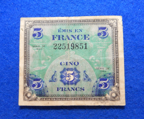 Allied Military Currency 5 Francs