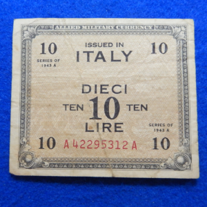 Allied Military Currency Italian Ten Lire