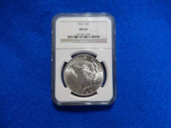 1923 NGC Graded Uncirculated Silver Peace Dollar Coin