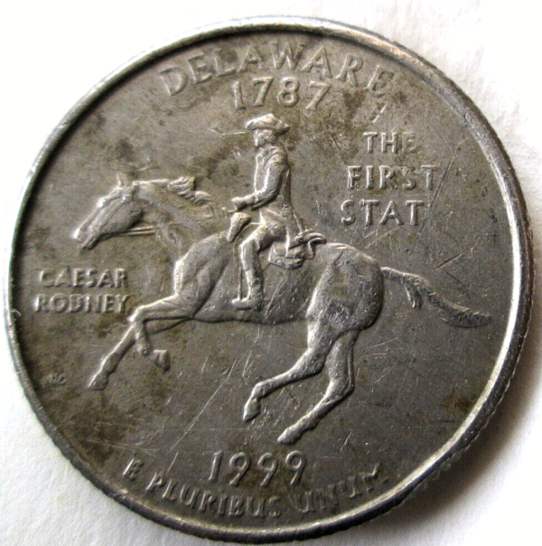 1999P Delaware Quarter Missing Letter Error Coin