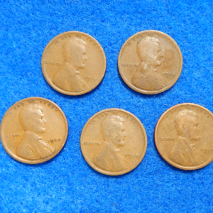 5 Different 1916-1920 Lincoln Wheat Cents
