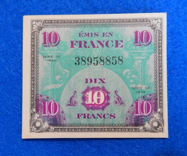 Allied Military Currency 10 Francs WWII