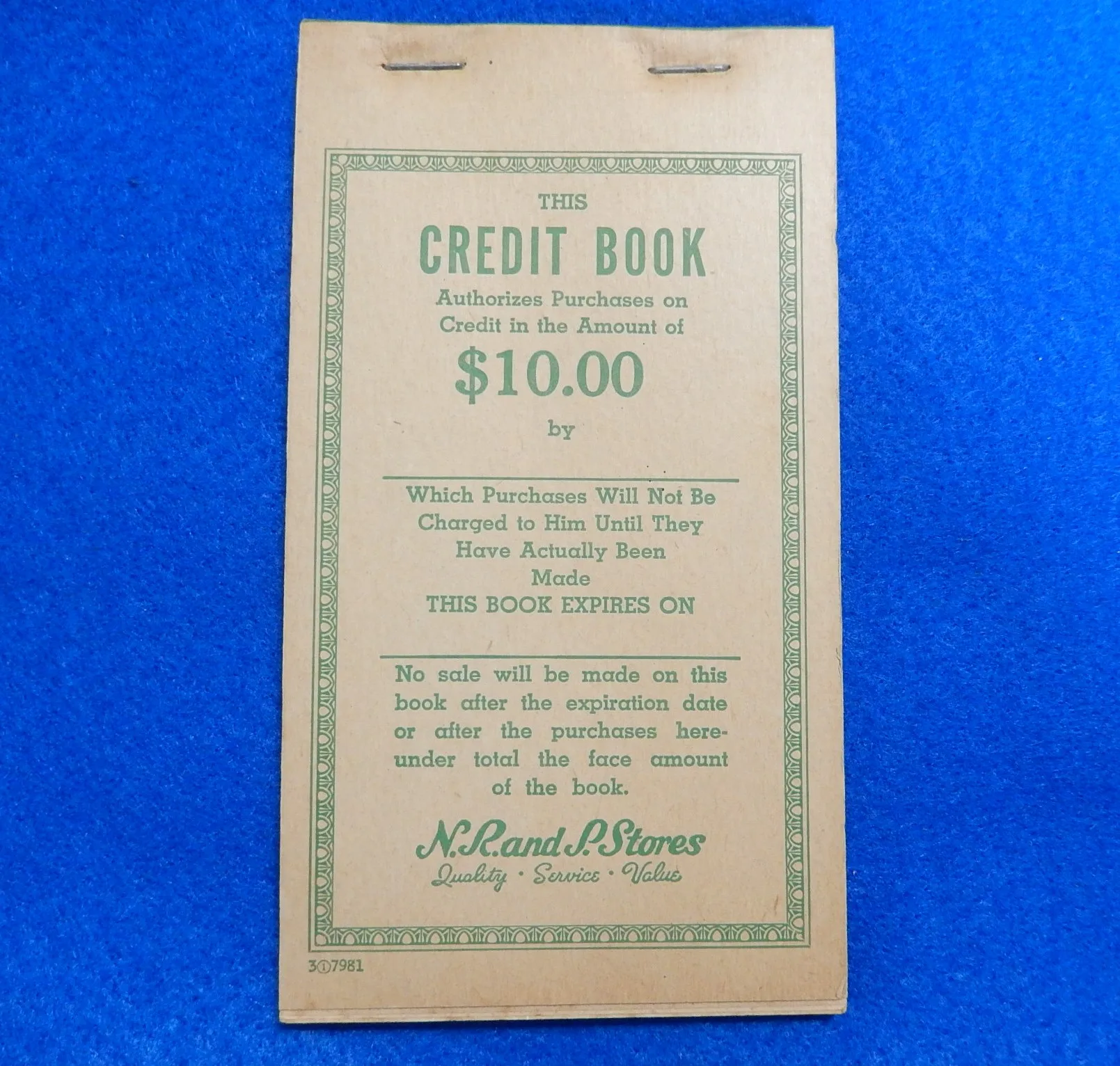 N.R. & P Stores Coal Scrip Credit Book