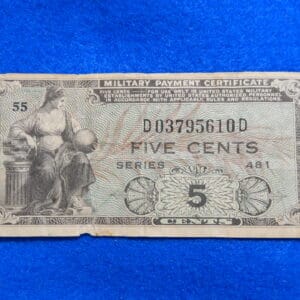 Military Payment Currency Series 481 Five Cents