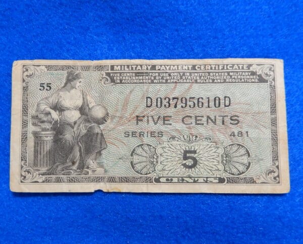 Military Payment Currency Series 481 Five Cents