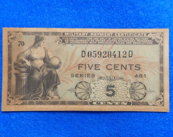 Military Payment Currency Series 481 Five Cents