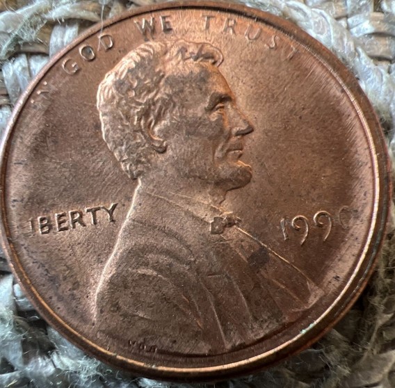 1990-P Lincoln Cent Capped Die Error Coin