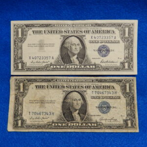2 Blue Seal Silver Certificate $1 Notes