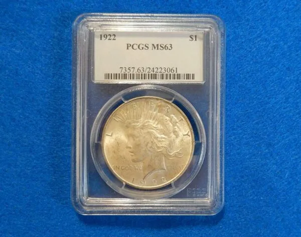 1922 PCGS Graded Uncirculated Silver Peace Dollar Coin