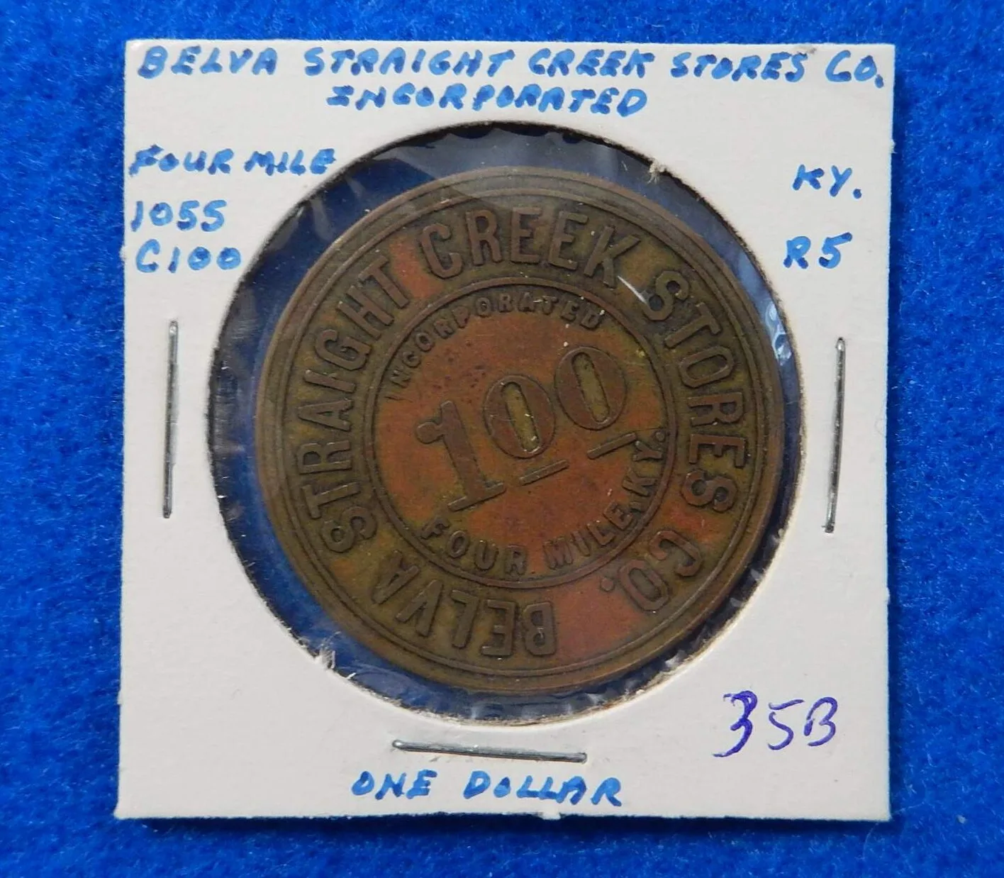 Kentucky Coal Scrip Token - Belva Straight Creek Coal