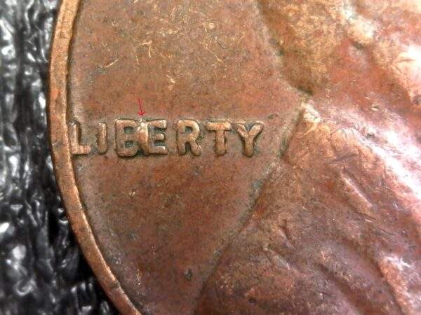 1956-P Lincoln Wheat Cent "BIE" Die Chip Error Coin