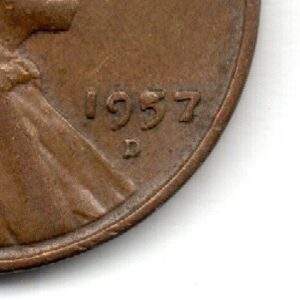 1957-D Lincoln Wheat Cent Die Chip Error Coin