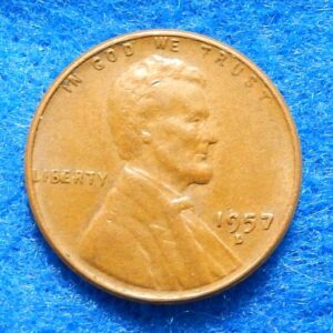 1957-D Lincoln Wheat Cent "BIE" Die Chip Error Coin