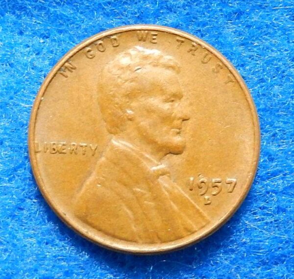 1957-D Lincoln Wheat Cent "BIE" Die Chip Error Coin