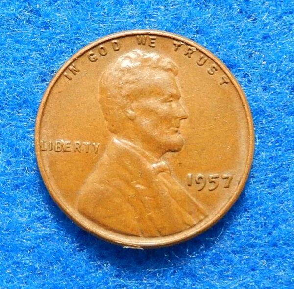 1957-P Lincoln Wheat Cent "BIE" Die Chip Error Coin