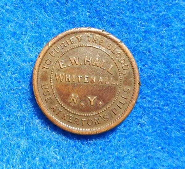 1860's Civil War Token - E.W. HALL, WHITEHALL NY