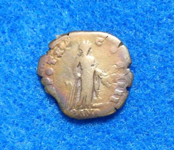 Antoninus Pius Roman Rainbow Toned Ancient Silver Denarius Coin