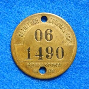 Brass Miner's Tag, Bethlehem Cornwall Corp.