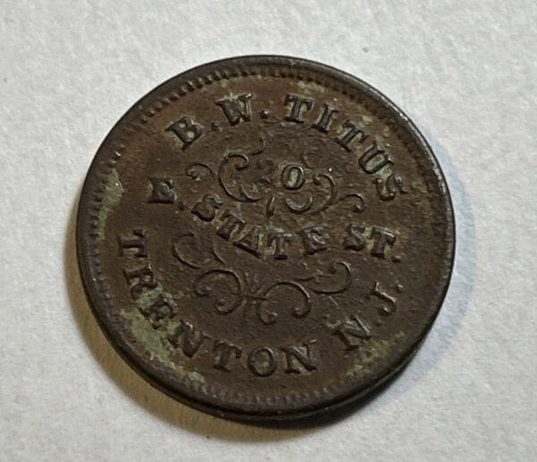 1860's Civil War Token - B.W. TITUS, DRY GOODS